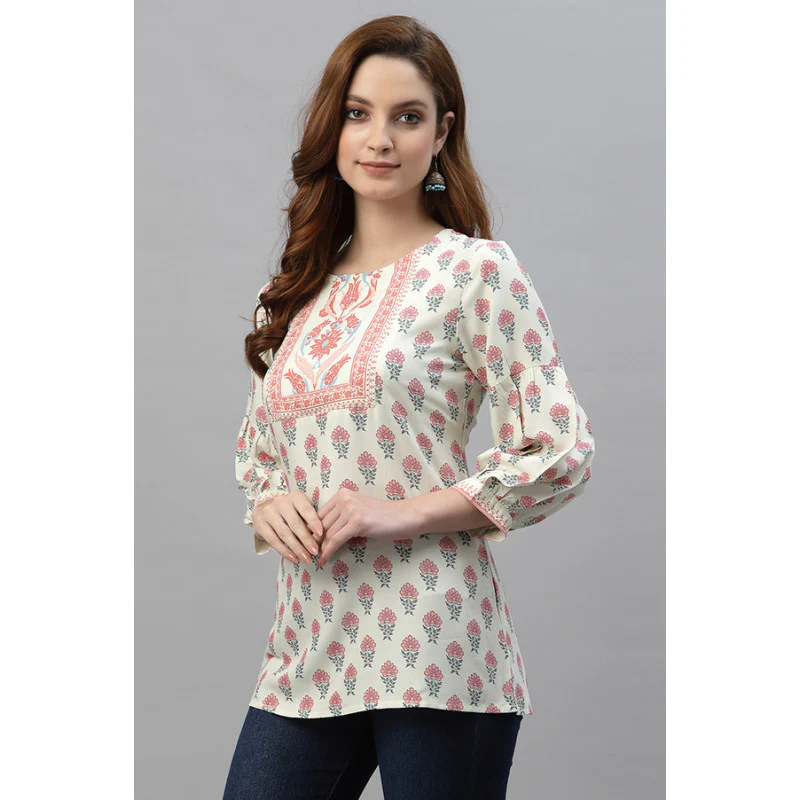 Women's Red Printed Tunic - Image 2