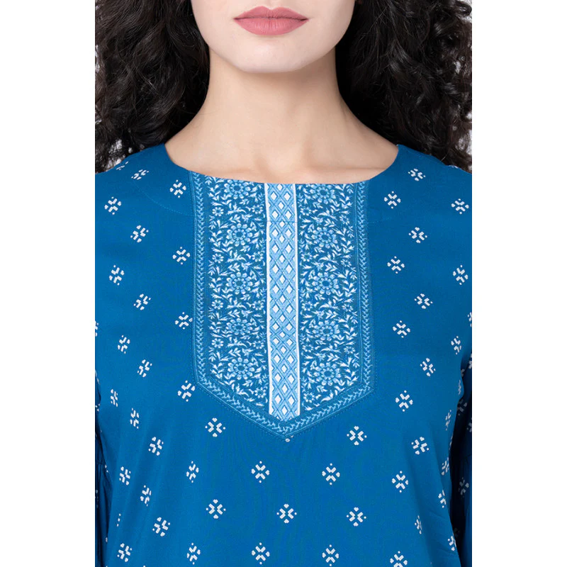 Women's Royal Blue Printed Blouse Top - Image 4