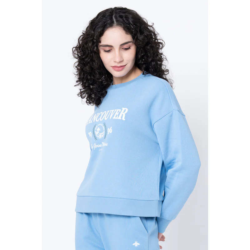 Women's Slate Blue Graphic Print Sweatshirt - Image 2