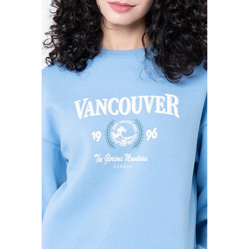 Women's Slate Blue Graphic Print Sweatshirt - Image 4