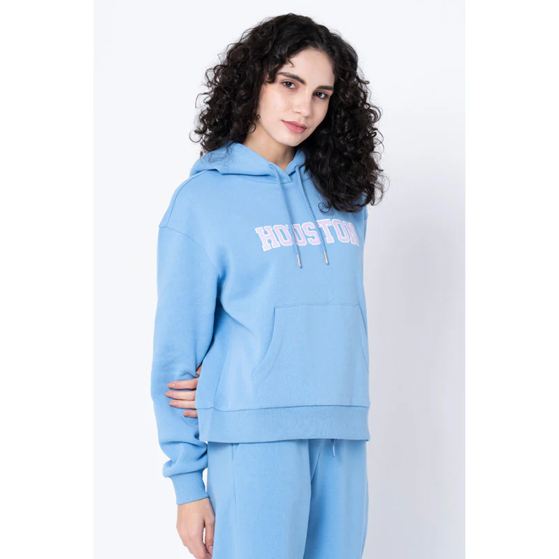 Women's Slate Blue Typography Hoodie - Image 2