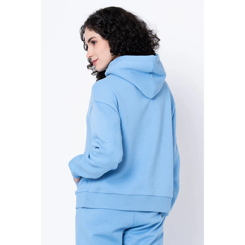 Women's Slate Blue Typography Hoodie - Image 3