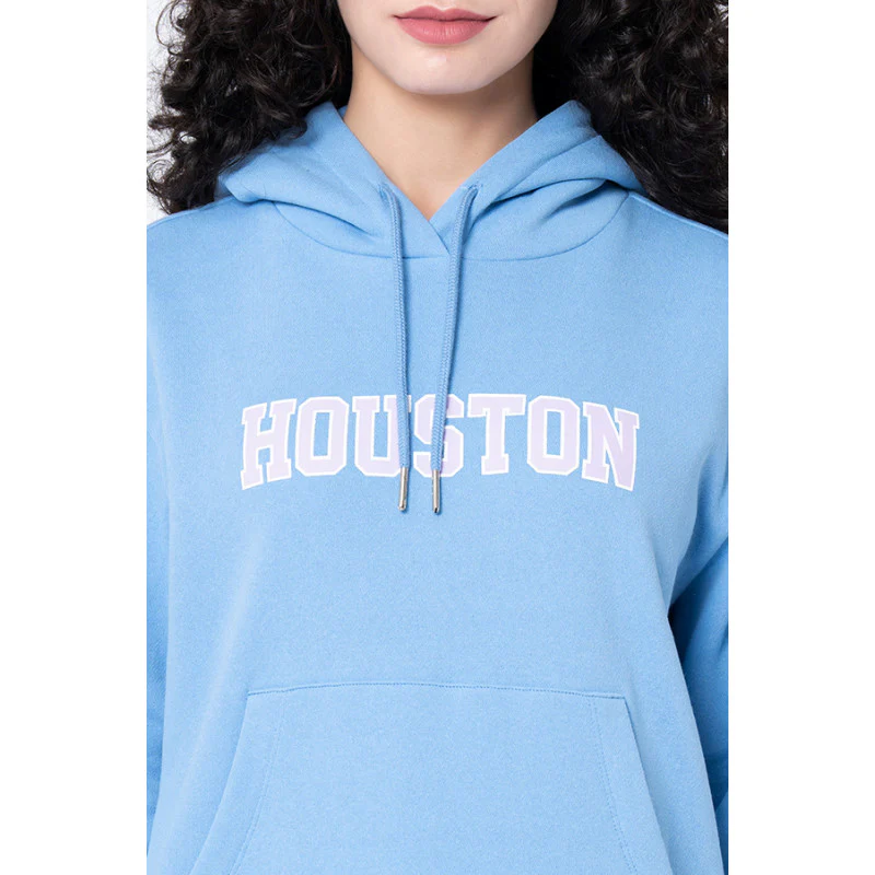 Women's Slate Blue Typography Hoodie - Image 4