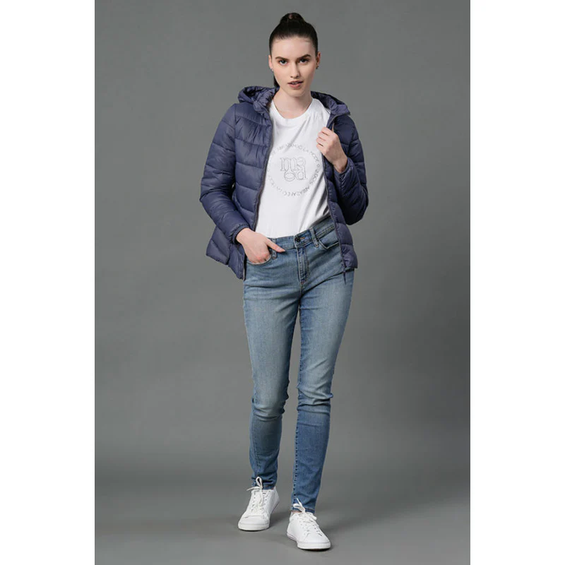 Women's Space Blue Padded Jacket - Image 5