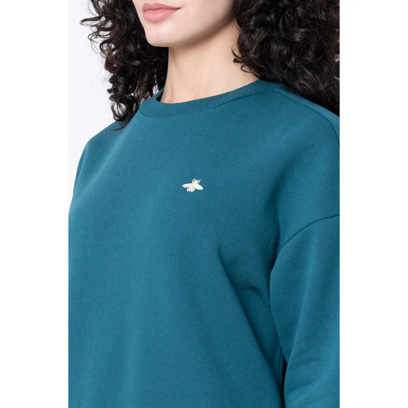 Women's Turquoise Solid Sweatshirt - Image 4