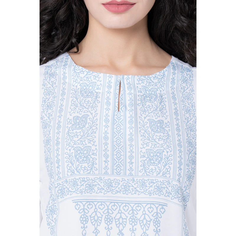 Women's White Printed Blouse Top - Image 4
