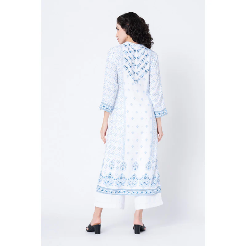 Women's White Printed Kurta - Image 3