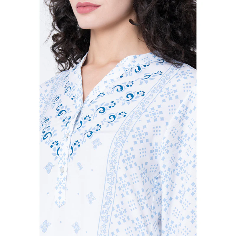 Women's White Printed Kurta - Image 4