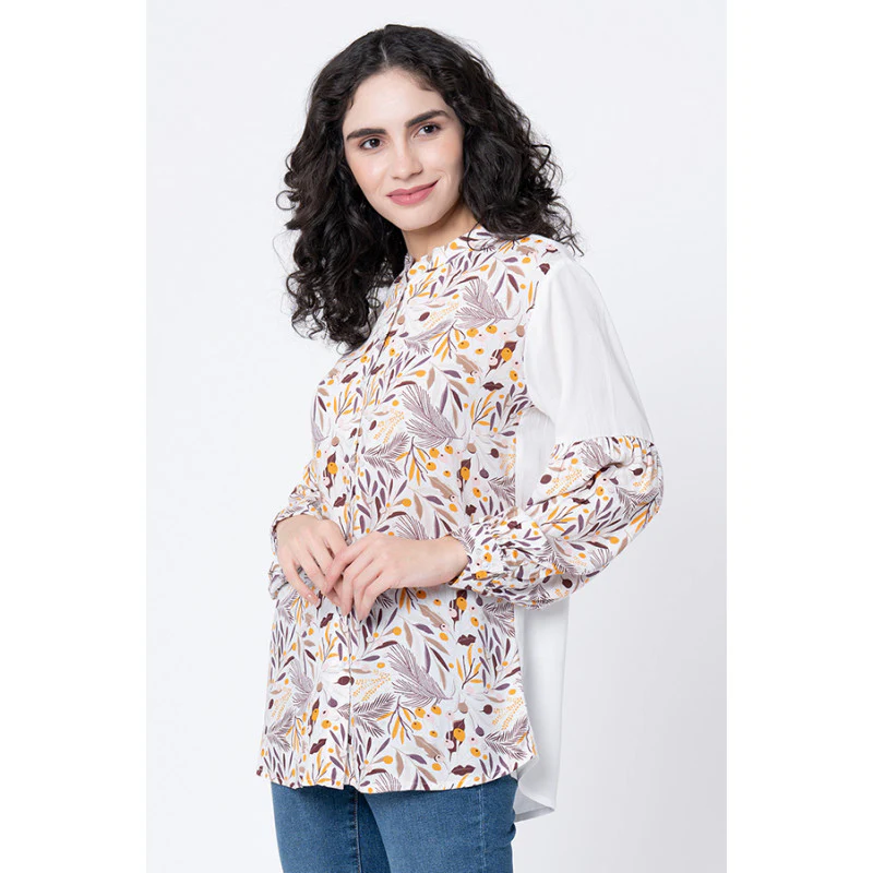 Women's White Tropical Blouse Top - Image 2