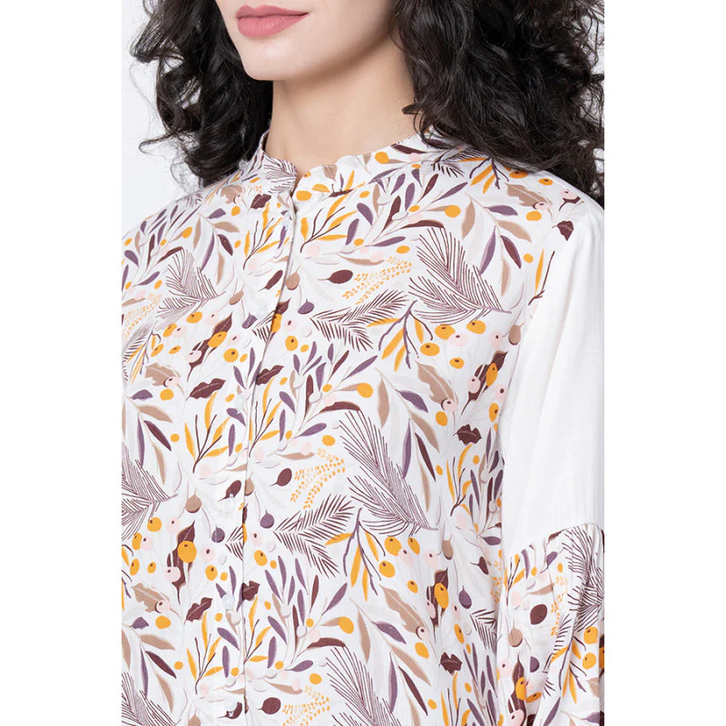 Women's White Tropical Blouse Top - Image 3