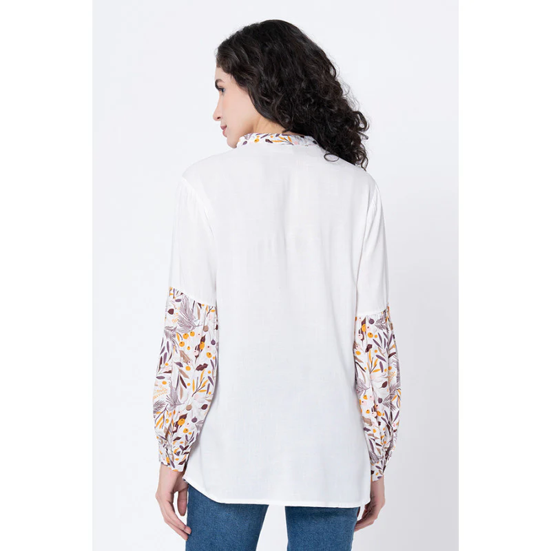 Women's White Tropical Blouse Top - Image 4