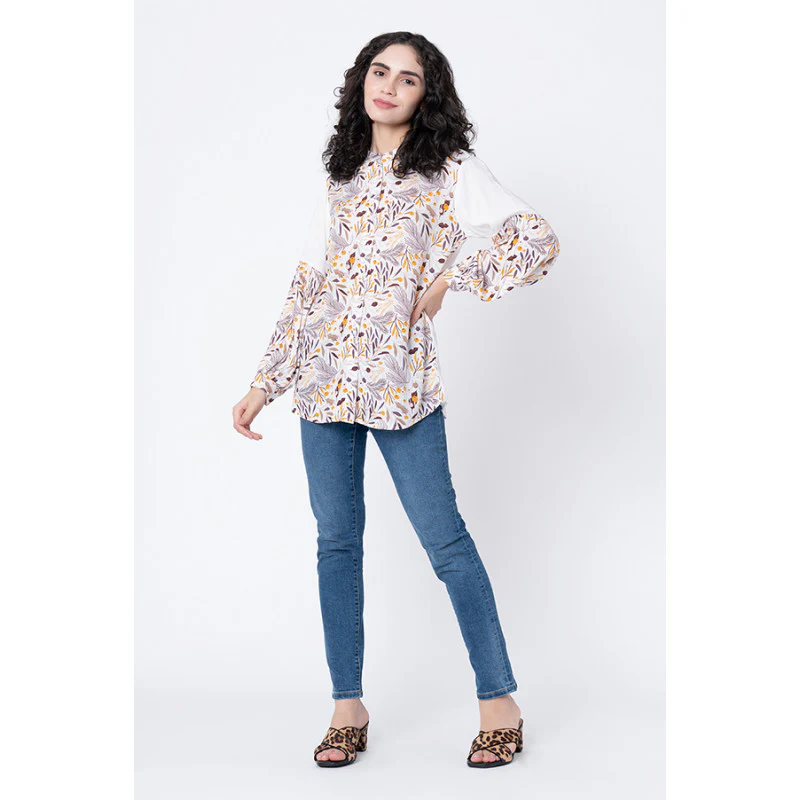 Women's White Tropical Blouse Top - Image 5