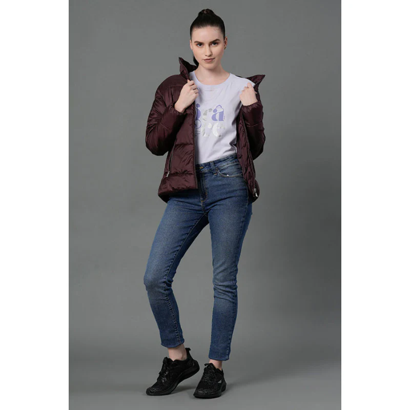 Women's Wine Padded Jacket - Image 5