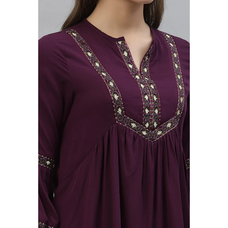 Women's Purple Solid Tunic - Image 4