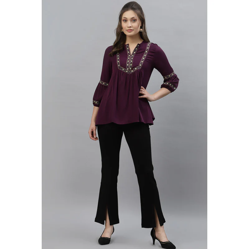 Women's Purple Solid Tunic - Image 5