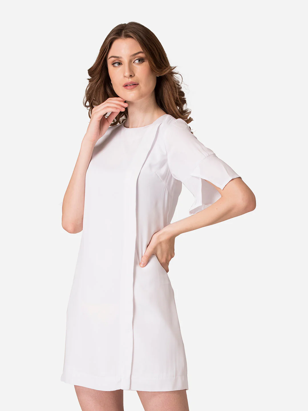 Dresses for Women in White | Casual Half Sleeve Dress - Image 2