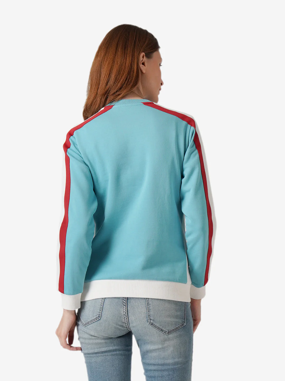 Sweatshirts for Women in Bright Blue | Cotton Blend Printed Sweatshirt - Image 4