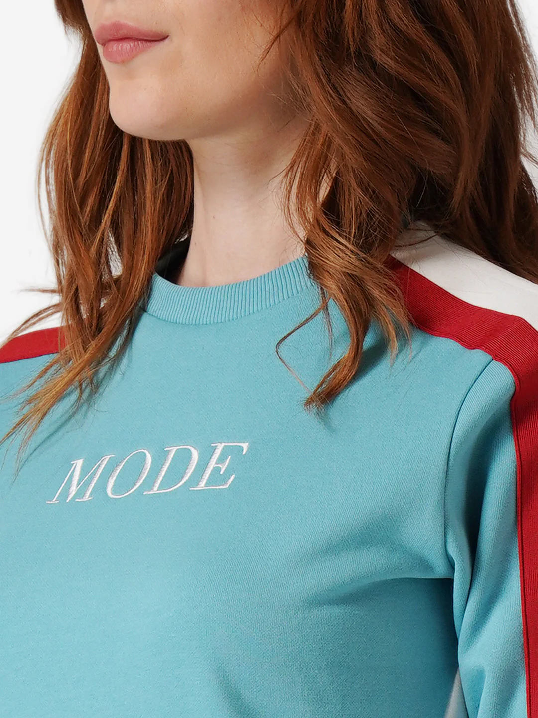 Sweatshirts for Women in Bright Blue | Cotton Blend Printed Sweatshirt - Image 5