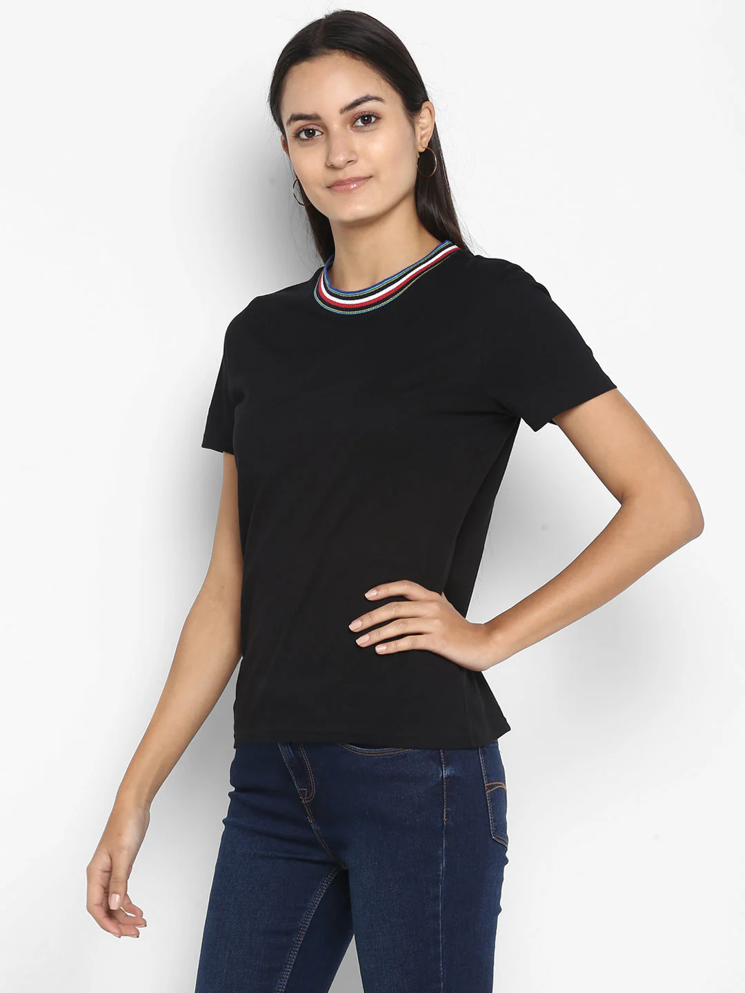 T-Shirt for Women in Navy | Cotton Half Sleeve T Shirt - Image 3