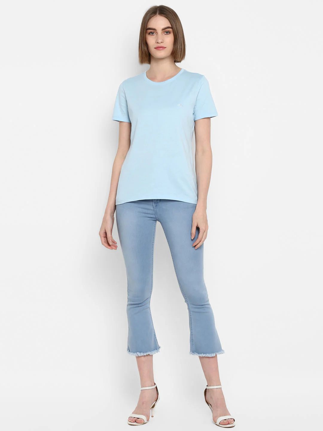 T-Shirt for Women in Pastel Blue | Cotton Round Neck T Shirt - Image 2
