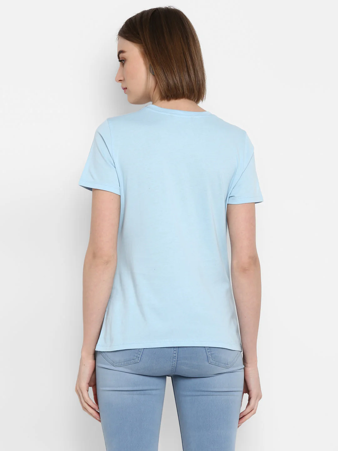 T-Shirt for Women in Pastel Blue | Cotton Round Neck T Shirt - Image 4