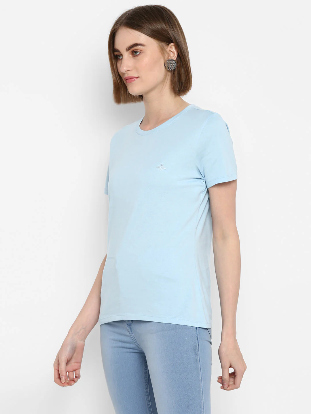 T-Shirt for Women in Pastel Blue | Cotton Round Neck T Shirt - Image 5