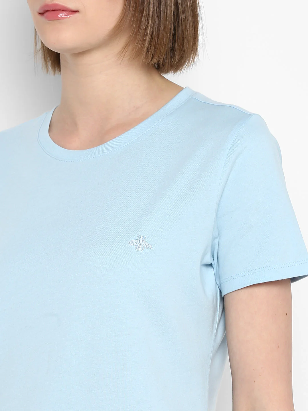 T-Shirt for Women in Pastel Blue | Cotton Round Neck T Shirt - Image 7