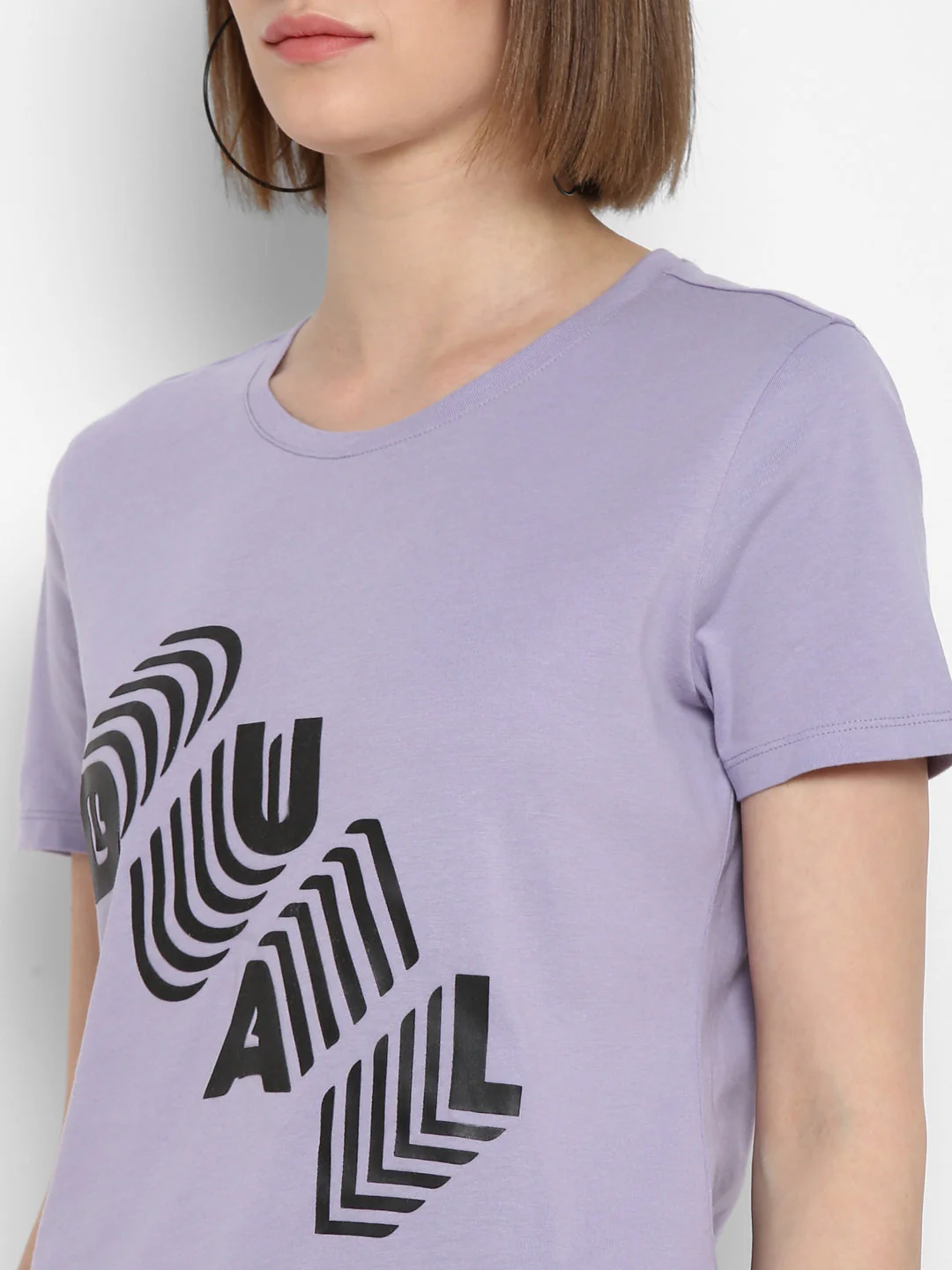 T-Shirt for Women in Purple | Cotton Round Neck Printed T Shirt - Image 6
