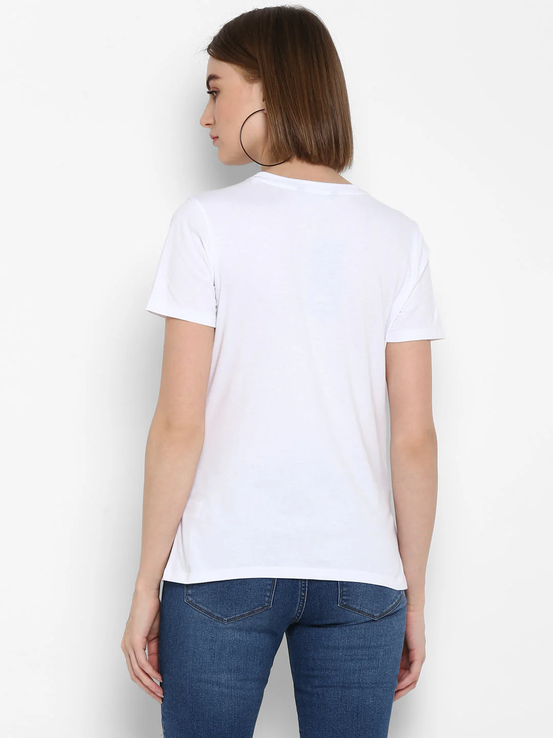 T-Shirt for Women in White | Cotton Round Neck Printed T Shirt - Image 3