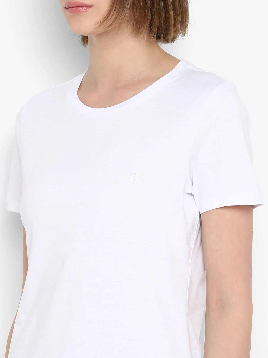 T-Shirt for Women in White | Cotton Round Neck Half Sleeve T Shirt - Image 6