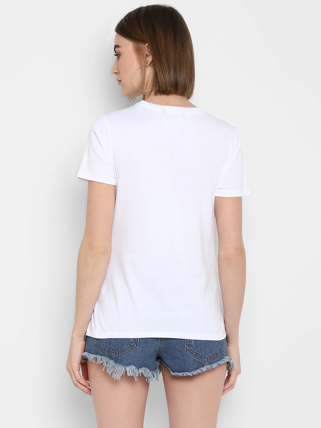T-Shirt for Women in White | Cotton Round Neck Printed T Shirt - Image 3