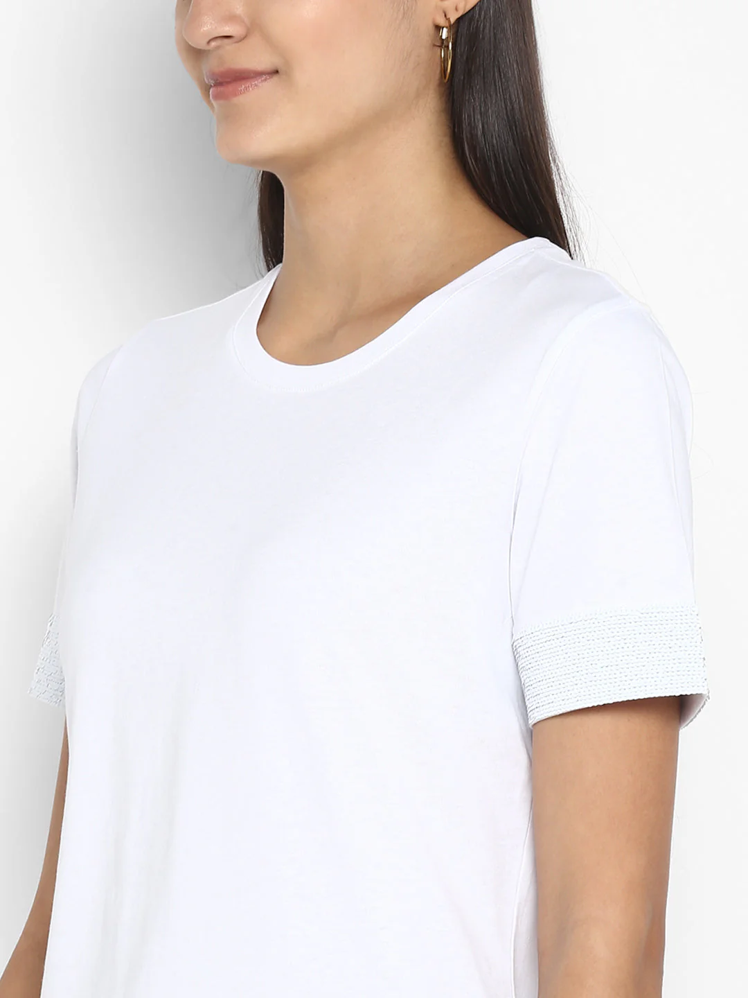 T-Shirt for Women in White | Cotton Half Sleeve T Shirt - Image 2