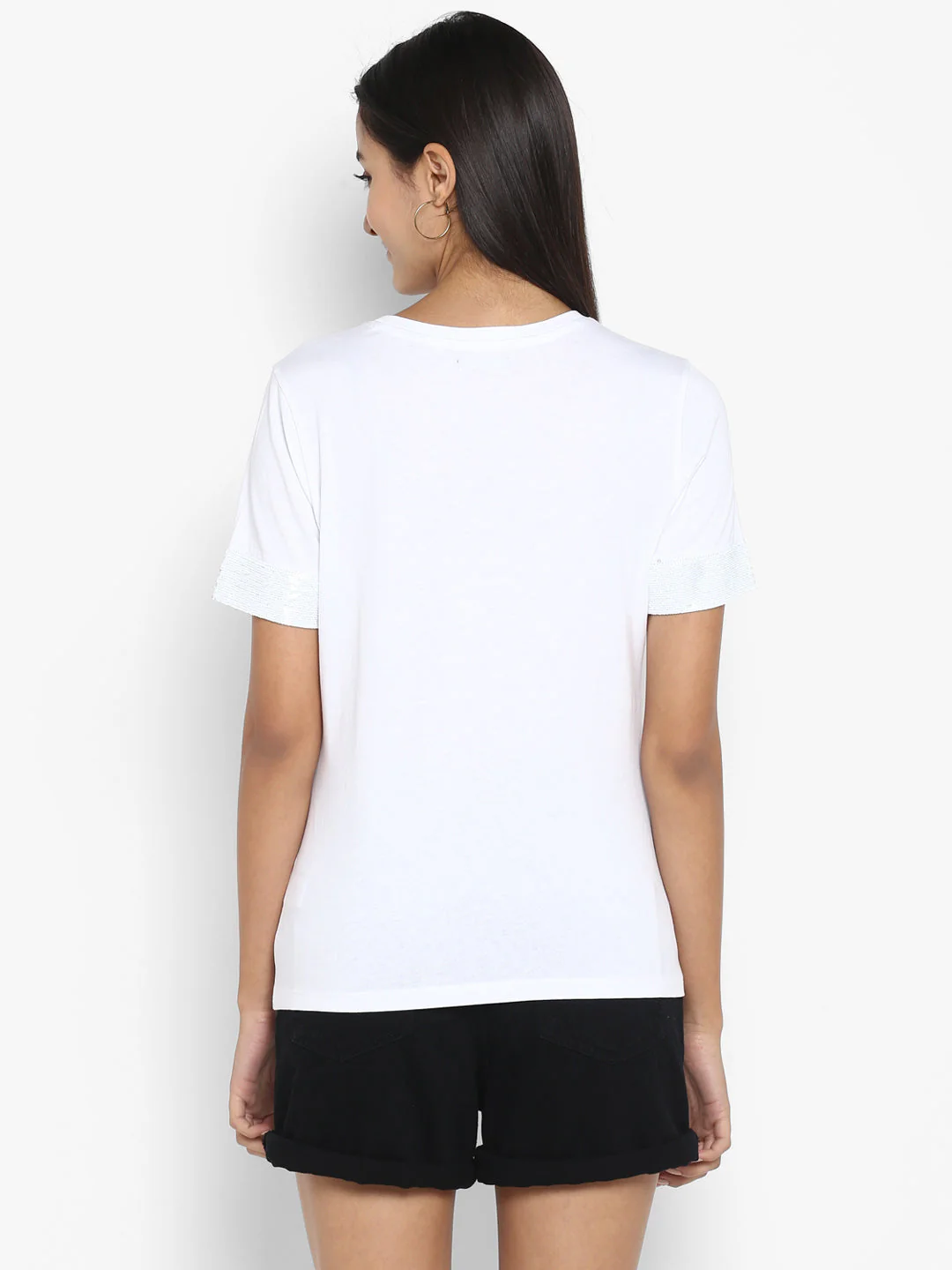 T-Shirt for Women in White | Cotton Half Sleeve T Shirt - Image 4