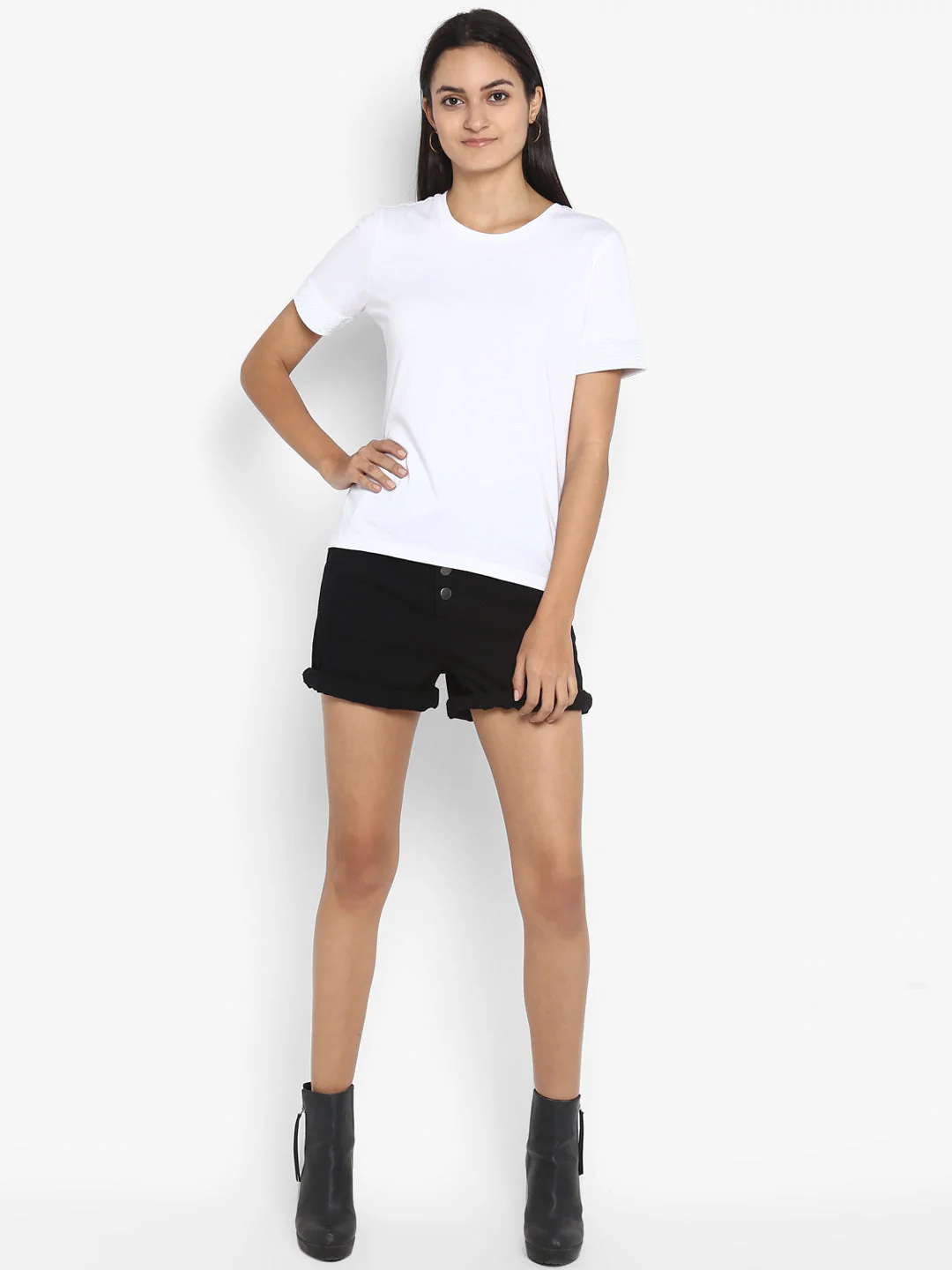 T-Shirt for Women in White | Cotton Half Sleeve T Shirt - Image 5