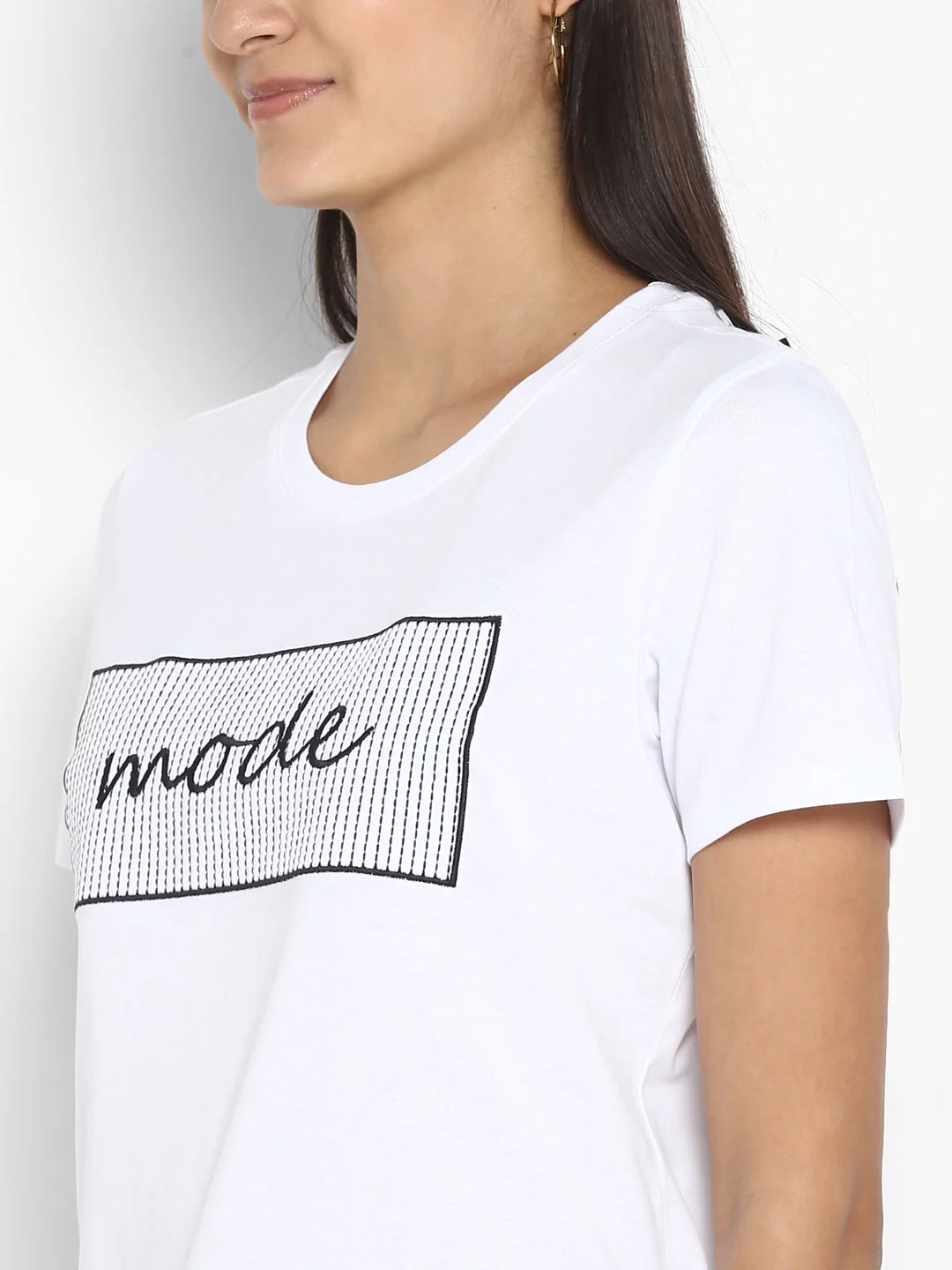 T-Shirt for Women in White | Cotton Half Sleeve T Shirt - Image 2