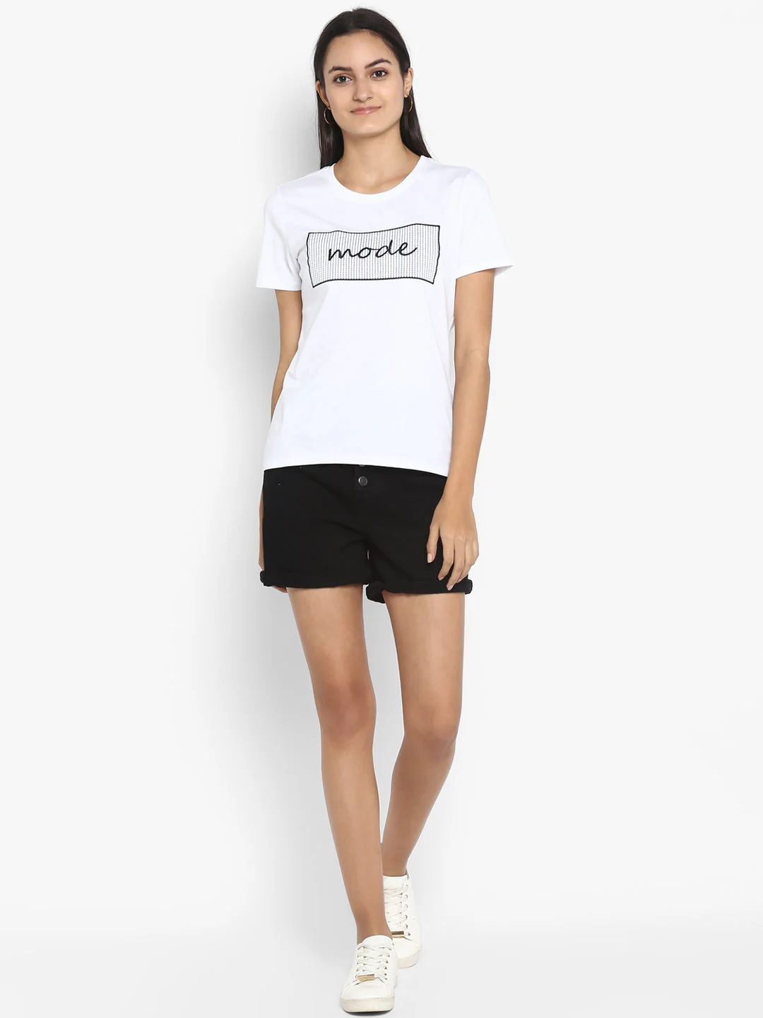T-Shirt for Women in White | Cotton Half Sleeve T Shirt - Image 5