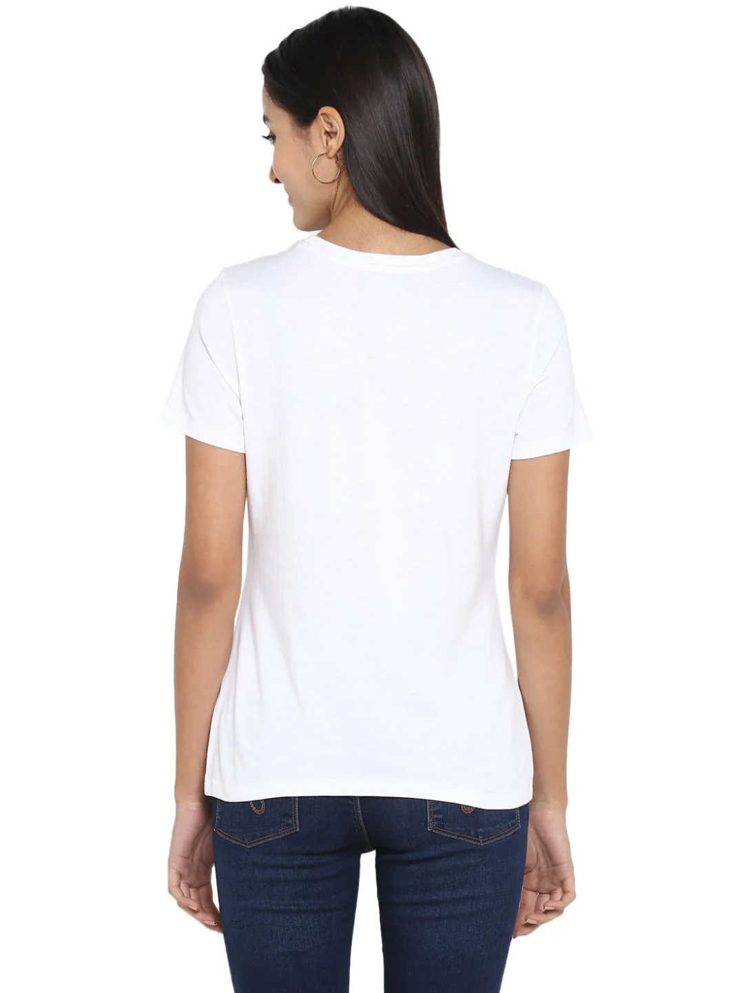 T-Shirt for Women in White | Cotton Round Neck T Shirt - Image 4