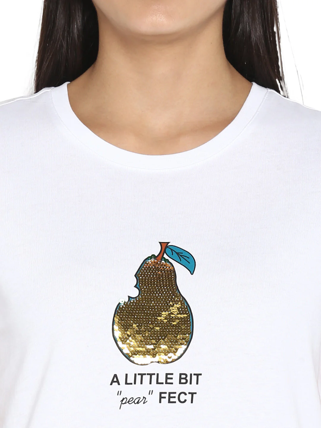T-Shirt for Women in White | Cotton Round Neck T Shirt - Image 6