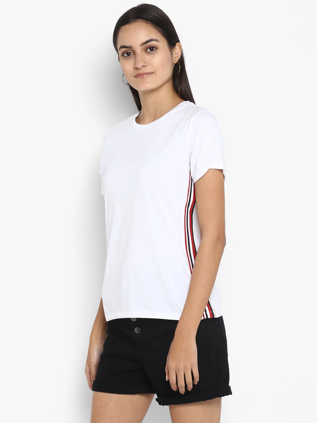 T-Shirt for Women in White | Cotton Half Sleeve T Shirt - Image 3
