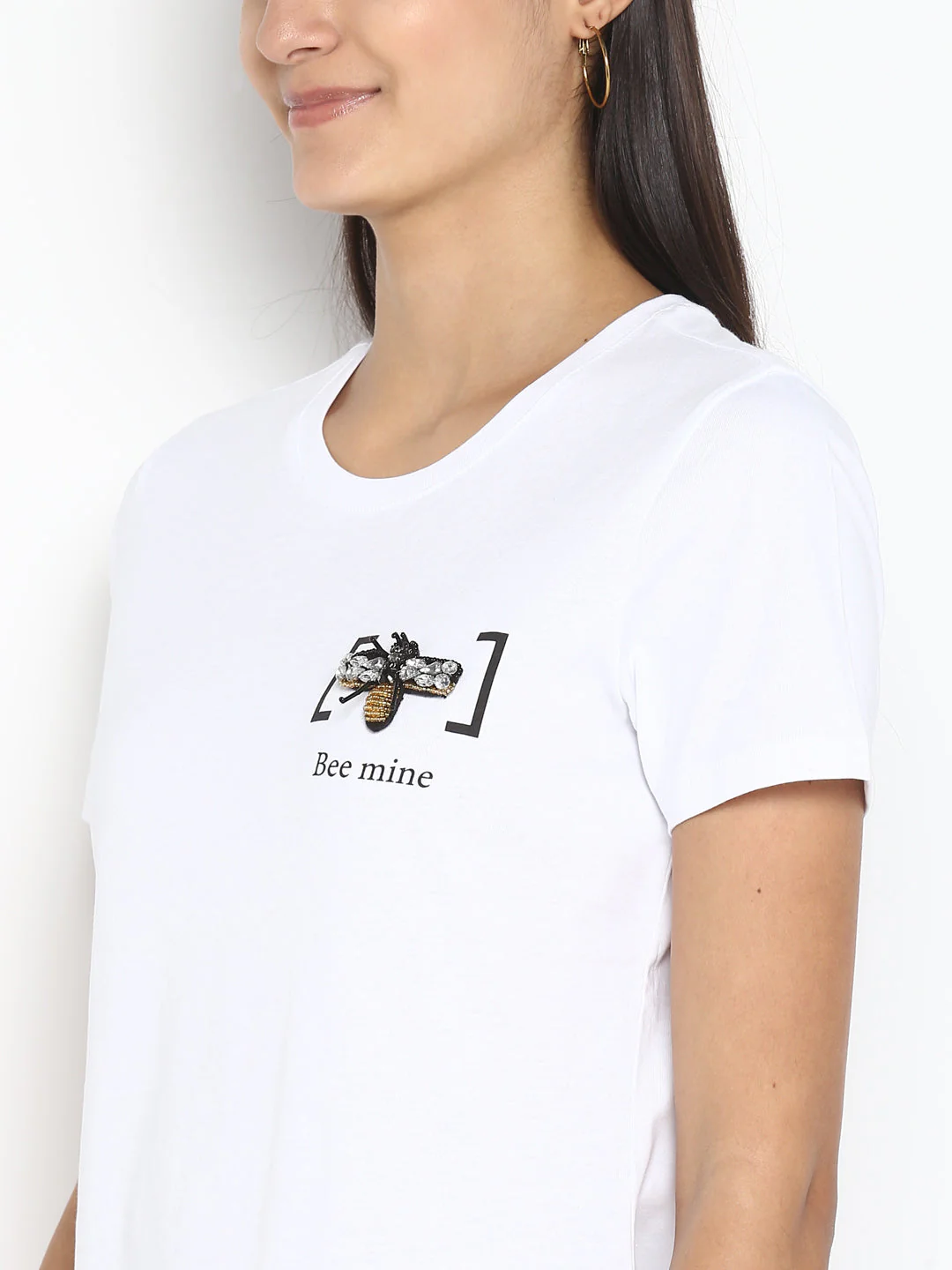 T-Shirt for Women in White | Cotton Half Sleeve T Shirt - Image 2