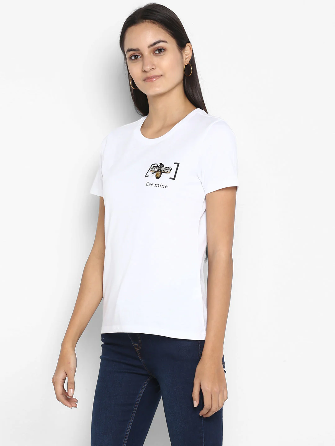 T-Shirt for Women in White | Cotton Half Sleeve T Shirt - Image 3