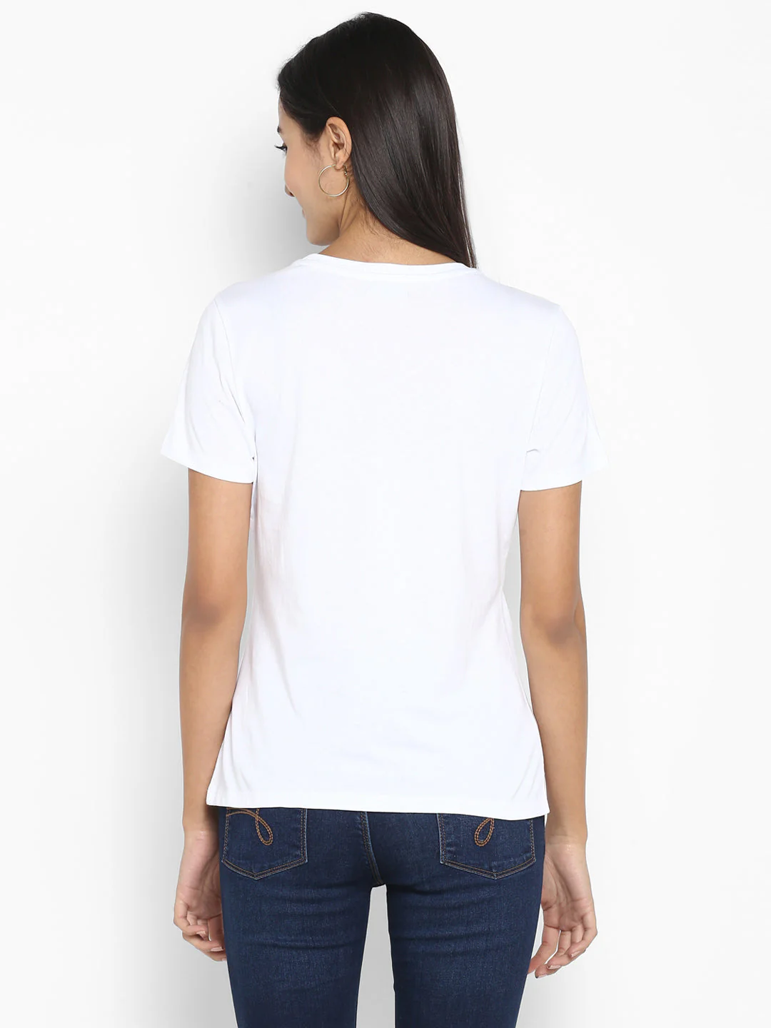 T-Shirt for Women in White | Cotton Half Sleeve T Shirt - Image 4