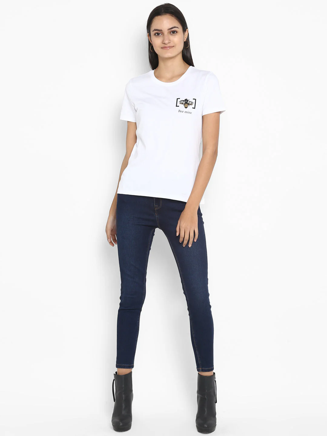 T-Shirt for Women in White | Cotton Half Sleeve T Shirt - Image 5