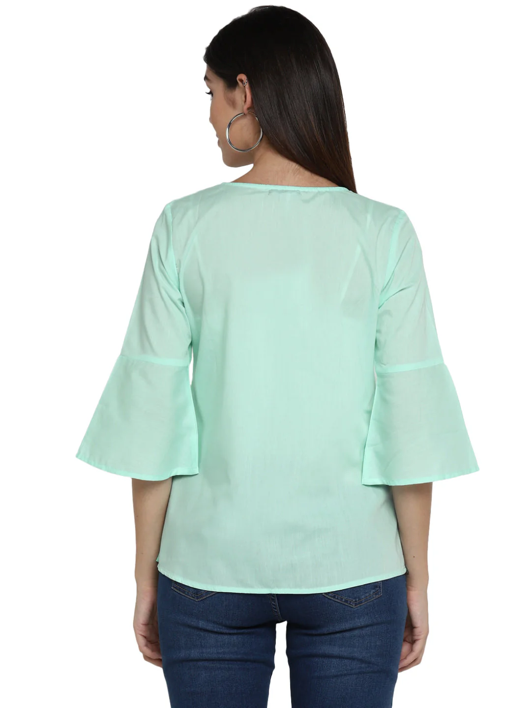 Tops for Women in Mint Green | Casual V Neck Top - Image 3