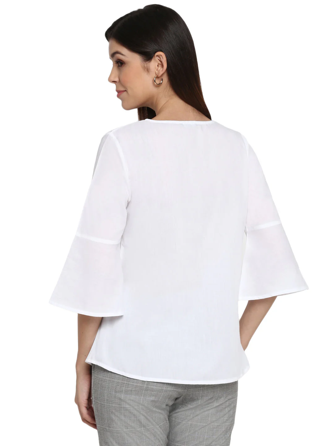 Tops for Women in White | Casual V Neck Top - Image 3