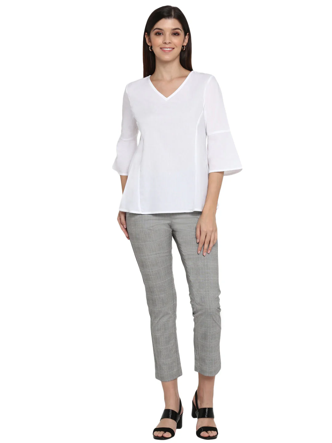 Tops for Women in White | Casual V Neck Top - Image 4