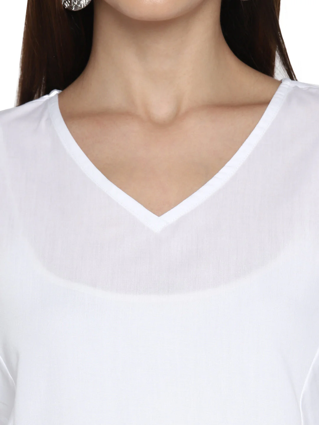 Tops for Women in White | Casual V Neck Top - Image 6