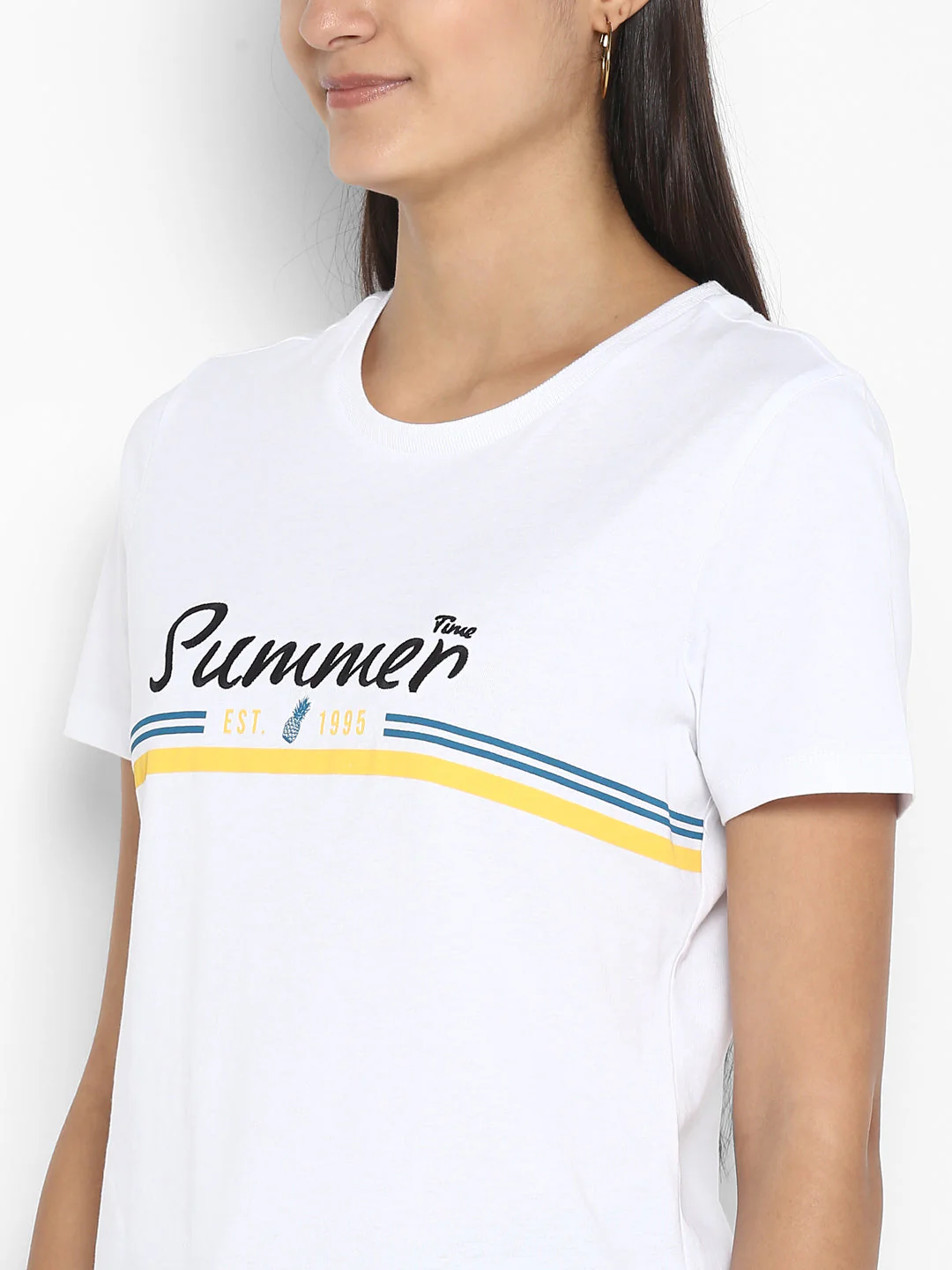 T-Shirt for Women in White | Cotton Casual T Shirt - Image 2