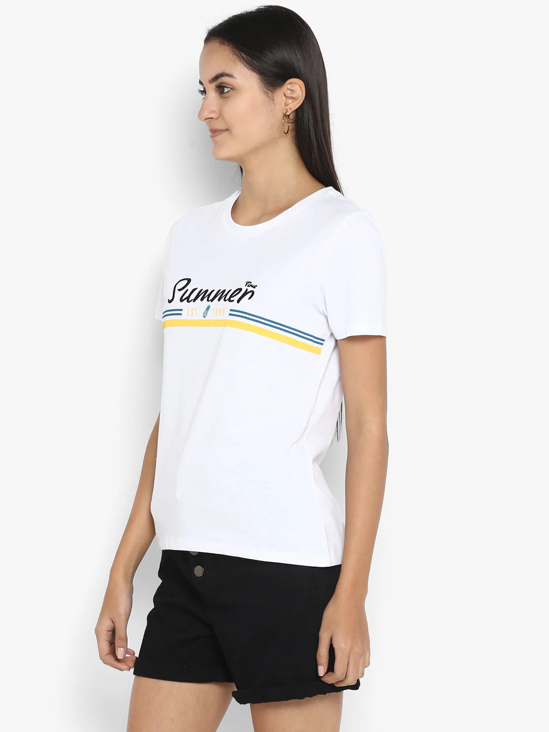 T-Shirt for Women in White | Cotton Casual T Shirt - Image 3