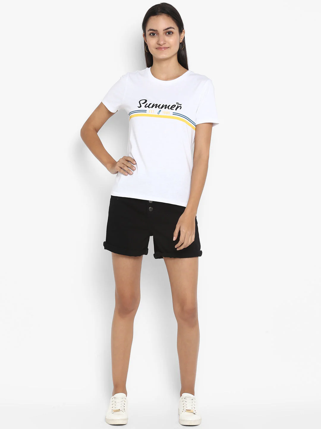 T-Shirt for Women in White | Cotton Casual T Shirt - Image 5